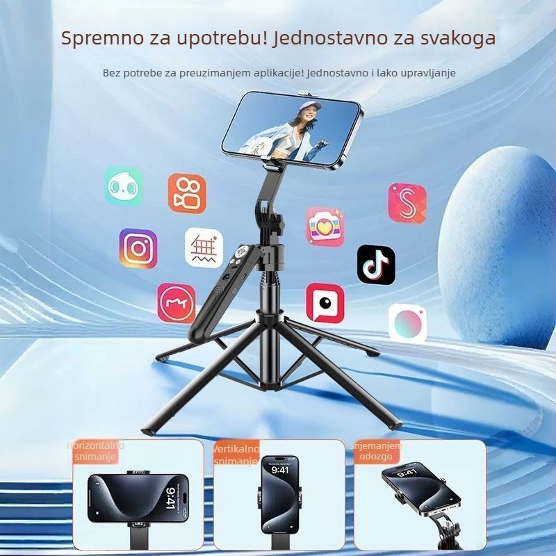 Selfie štap s 360° rotirajućim gimballom, automatsko praćenje uz AI prepoznavanje lica za prijenos uživo, aluminijska legura