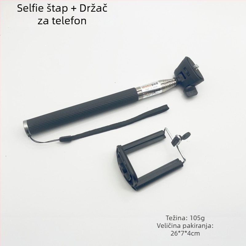7-dijelni teleskop selfie štap od nehrđajućeg čelika za GoPro i druge akcijske kamere, nosivost do 2 kg