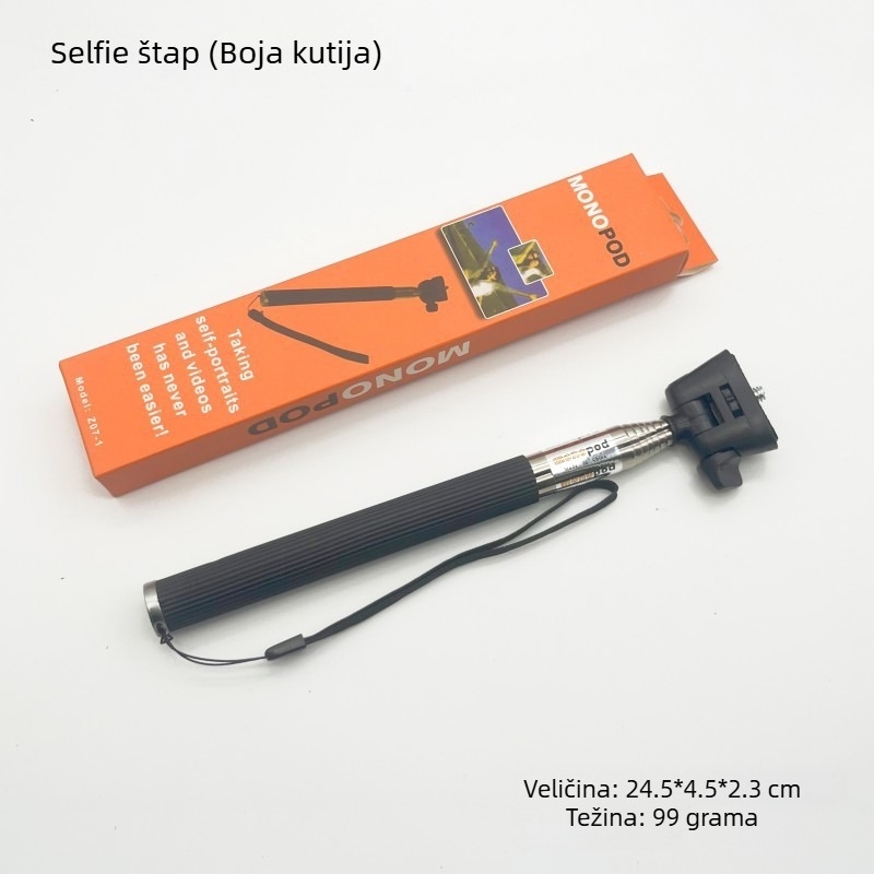 7-dijelni teleskop selfie štap od nehrđajućeg čelika za GoPro i druge akcijske kamere, nosivost do 2 kg