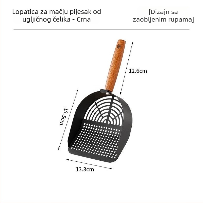 Lopatica za mačji pijesak, National Favorite, od jednog komada nehrđajućeg čelika 304, dvostruki dizajn proreza