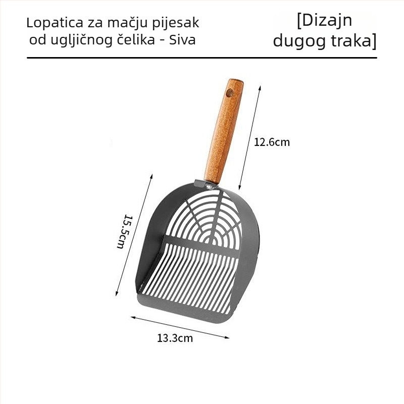 Lopatica za mačji pijesak, National Favorite, od jednog komada nehrđajućeg čelika 304, dvostruki dizajn proreza