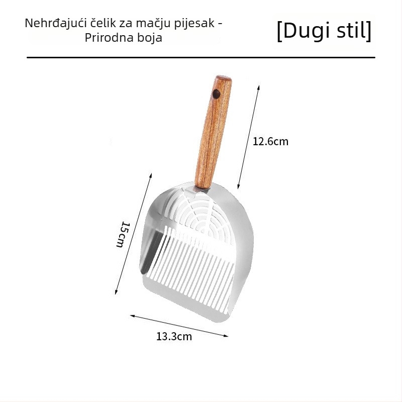 Lopatica za mačji pijesak, National Favorite, od jednog komada nehrđajućeg čelika 304, dvostruki dizajn proreza