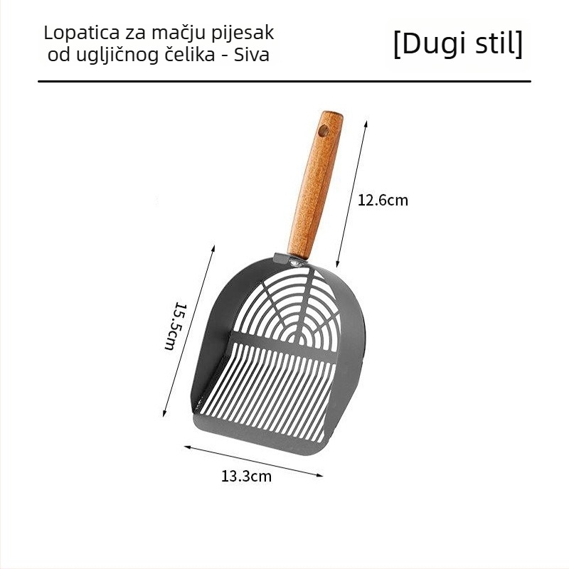 Lopatica za mačji pijesak, National Favorite, od jednog komada nehrđajućeg čelika 304, dvostruki dizajn proreza