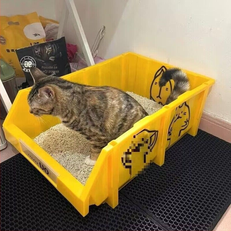 Ekstra velika kutija za mačji pijesak Maine Coon, gigantskih dimenzija, potpuno otvoren dizajn