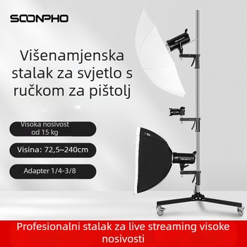 Stativ za rasvjetu za studiju i prijenos uživo, višefunkcionalan, aluminijska legura