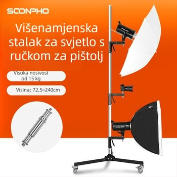 Stativ za rasvjetu za studiju i prijenos uživo, višefunkcionalan, aluminijska legura