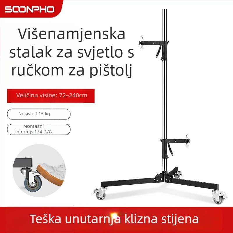 Stativ za rasvjetu za studiju i prijenos uživo, višefunkcionalan, aluminijska legura