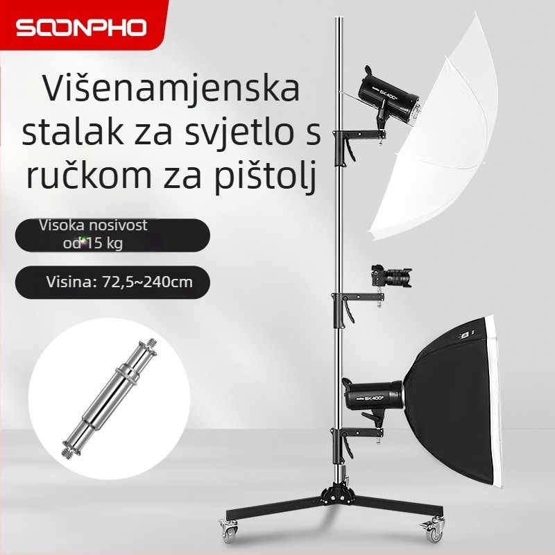 Stativ za rasvjetu za studiju i prijenos uživo, višefunkcionalan, aluminijska legura