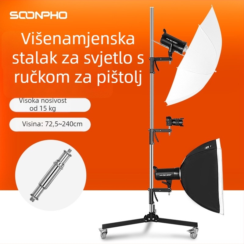 Stativ za rasvjetu za studiju i prijenos uživo, višefunkcionalan, aluminijska legura