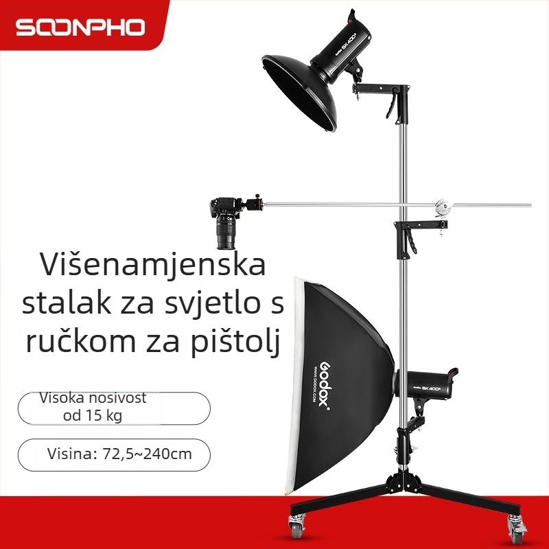 Stativ za rasvjetu za studiju i prijenos uživo, višefunkcionalan, aluminijska legura
