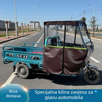 Krov za električni tricikl s prednjim pokrovom, zasebnom kišnom zavjesom i potpuno zatvorenim kišnim štitom