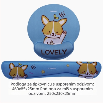 Ergonomijski set podloge za zglob za miš i tipkovnicu — platneni navlaka, memorijska pjena s sporim odzivom, gumena podloga, prilagodljiv logo