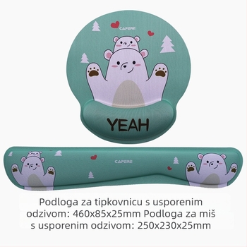 Ergonomijski set podloge za zglob za miš i tipkovnicu — platneni navlaka, memorijska pjena s sporim odzivom, gumena podloga, prilagodljiv logo