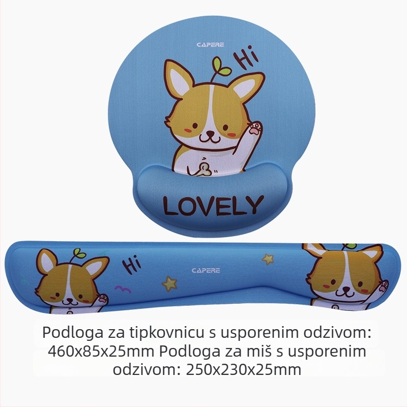 Ergonomijski set podloge za zglob za miš i tipkovnicu — platneni navlaka, memorijska pjena s sporim odzivom, gumena podloga, prilagodljiv logo