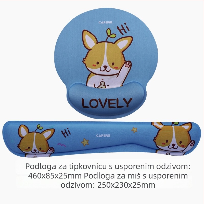 Ergonomijski set podloge za zglob za miš i tipkovnicu — platneni navlaka, memorijska pjena s sporim odzivom, gumena podloga, prilagodljiv logo