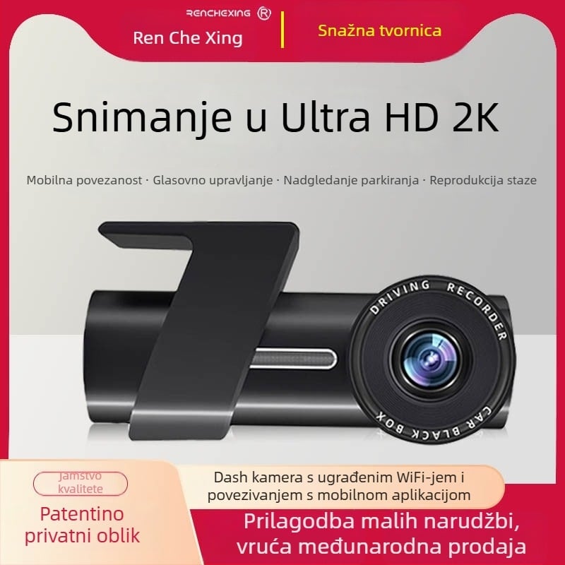 Auto DVR s noćnim vidom i WiFi-jem; montaža na prednje staklo, 1080p/2560x1440, podrška TF kartici