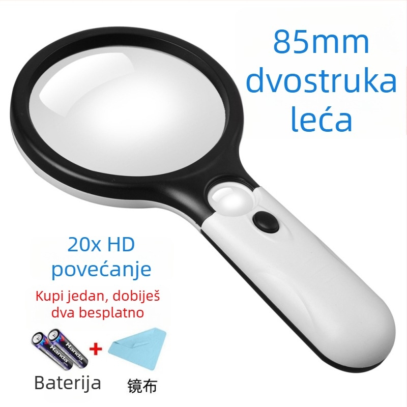 Lupa 40× s optičkim staklom, ručna, LED rasvjeta, za precizne popravke i procjenu