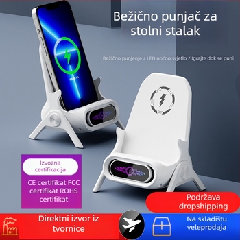 Bežični punjač za mobitele - QC 3.0 brzo punjenje, izlaz 15W, magnetsko punjenje, digitalni prikaz, universalna kompatibilnost