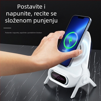 Bežični punjač za mobitele - QC 3.0 brzo punjenje, izlaz 15W, magnetsko punjenje, digitalni prikaz, universalna kompatibilnost