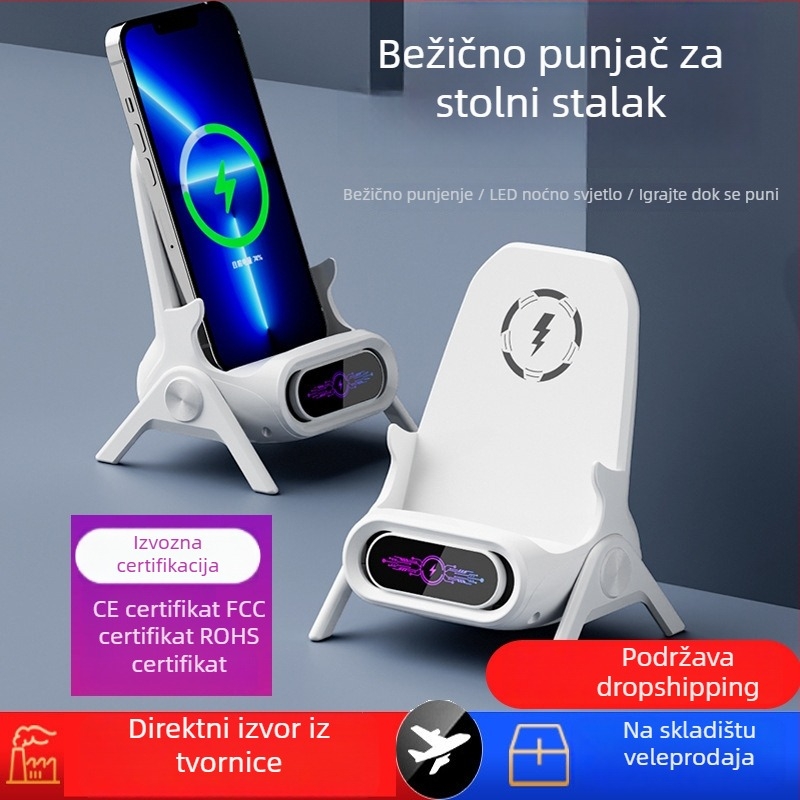Bežični punjač za mobitele - QC 3.0 brzo punjenje, izlaz 15W, magnetsko punjenje, digitalni prikaz, universalna kompatibilnost