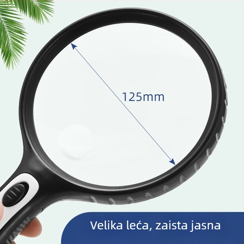 Lupa za čitanje za starije osobe, visoka razlučivost, visoko povećanje, ručna, s osvijetljenjem.