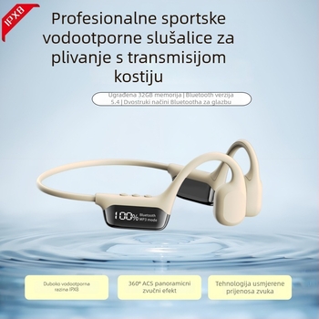 Slušalice s koštanom vodljivosti za plivanje, Bluetooth 5.0, digitalni zaslon, 32GB memorije, IPX8 vodootporne