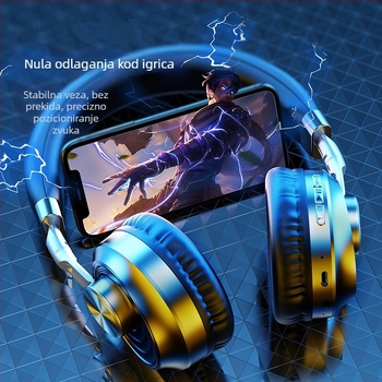 Bežične slušalice za glavu sa subwooferom - bežične slušalice za igru i pozive, Bluetooth 5.3, 10 m domet, nosive na glavi, stereo, trajanje baterije >8 sati