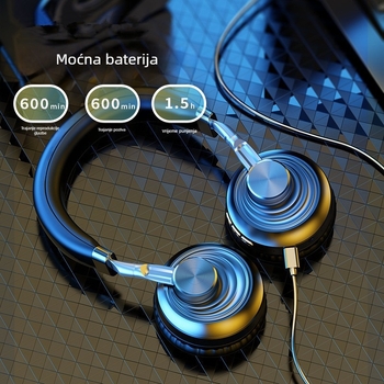 Bežične slušalice za glavu sa subwooferom - bežične slušalice za igru i pozive, Bluetooth 5.3, 10 m domet, nosive na glavi, stereo, trajanje baterije >8 sati