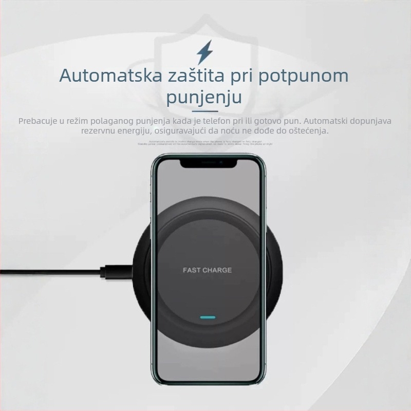 Bežični punjač 15W, Qi brzo punjenje, Qi protokol, Izlaz 1.67A, Podrška prilagođavanju