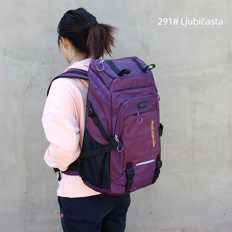 Vodootporan ruksak velike kapacitete za planinarenje i boravak na otvorenom, 36–55L; materijal: Oxford platno; funkcije: prozračan, vodootporan, otporan na habanje, smanjenje opterećenja; naramenice s zračnim jastukom; podstava: poliester