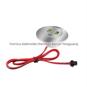 Ugrađeni stan za punjenje za stol s Type-C i dvama USB portovima, ulaz 12V, izlaz 2V, struja punjenja 2A