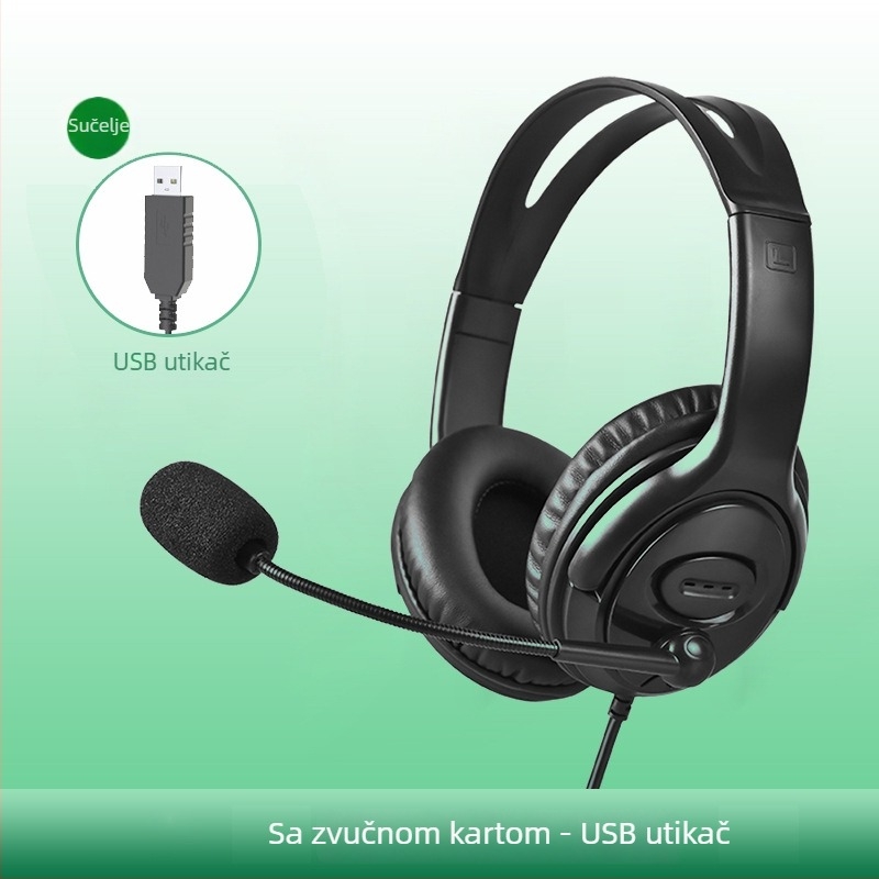 Žične slušalice s mikrofonom, 3,5 mm priključak, kabel 1,5 m, za telefonske pozive i online učenje