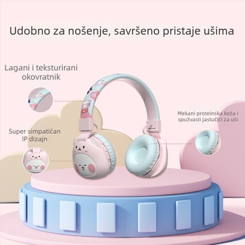 Slušalice Bluetooth za glavu s crtić dizajnom, Bluetooth 5.3, domet 15 m, IPX3 vodootpornost, trajanje baterije 8+ sati