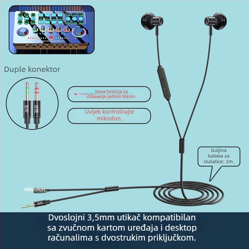 Warstown SK Series žičane slušalice s metalnim kućištem, polu-in-ear dizajn, neck-stil, 3,5 mm utor, 32 Ω, 20–20000 Hz, kabel 2–3 m