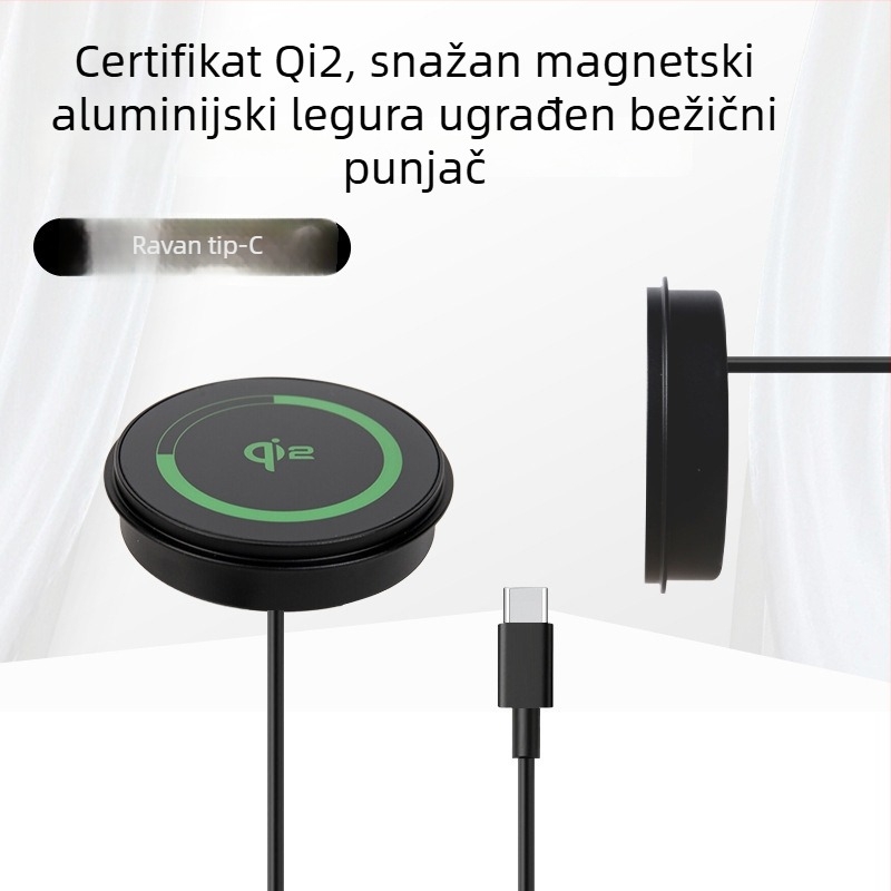 Qi2 certificirani stolni bežični punjač s skrivenim dizajnom - 15W USB-PD brzo punjenje, magnetska usklađenost