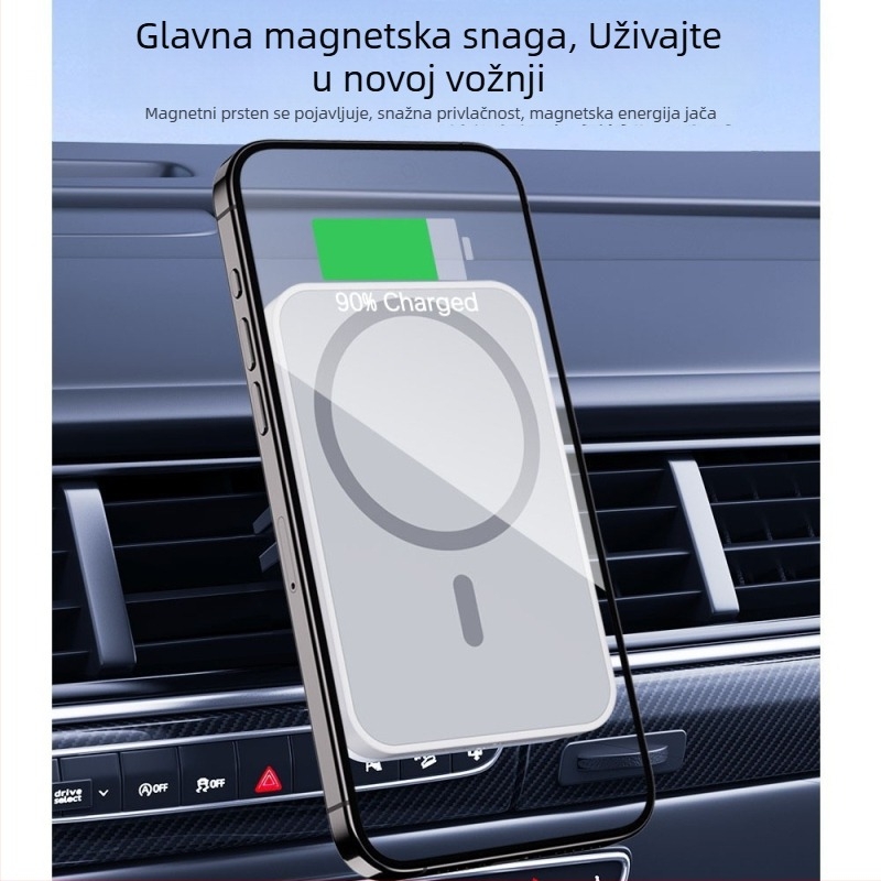 Auto nosač za telefon s magnetskim bežičnim punjenjem MagSafe za iPhone – PD brzo punjenje do 15W (montaža u vozilu)