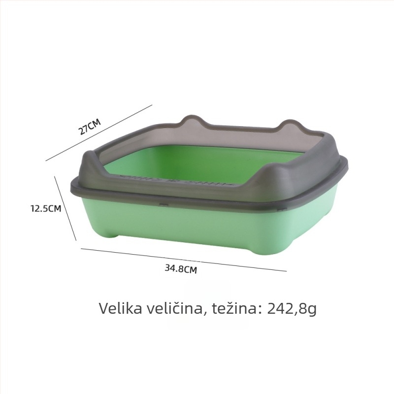 Kutija za mačji pijesak s visokim zidom, poluzatvorena, protiv prskanja, debeli PP, dizajn mačjih ušiju