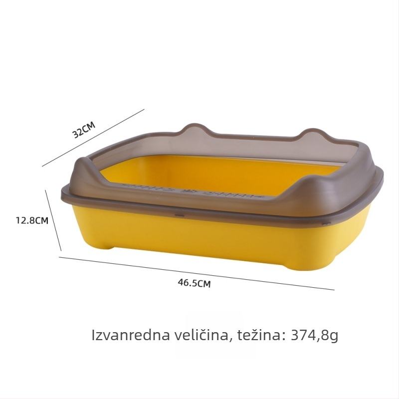 Kutija za mačji pijesak s visokim zidom, poluzatvorena, protiv prskanja, debeli PP, dizajn mačjih ušiju