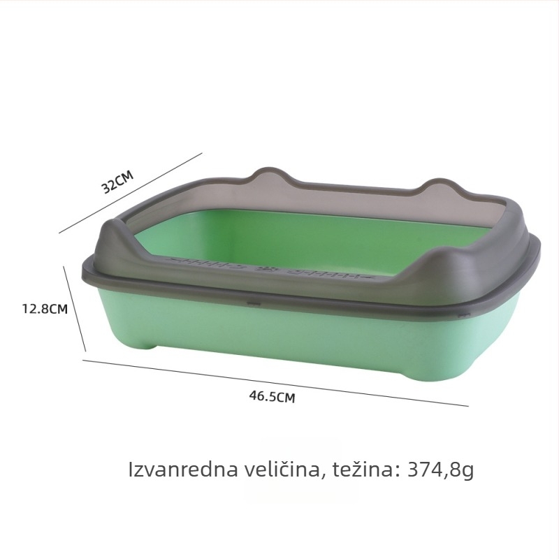 Kutija za mačji pijesak s visokim zidom, poluzatvorena, protiv prskanja, debeli PP, dizajn mačjih ušiju