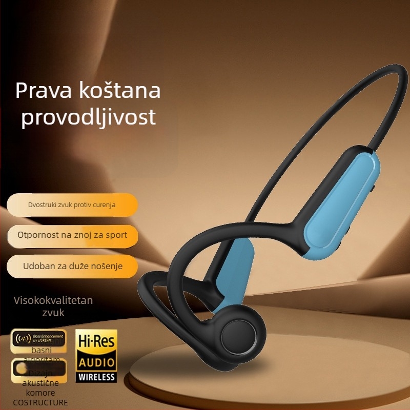Slušalice s kostnom provodljivošću, bežične Bluetooth 5.3, baterija 4-8 h, IPX4 vodootpornost, domet 15 m, dvostrani stereo zvuk