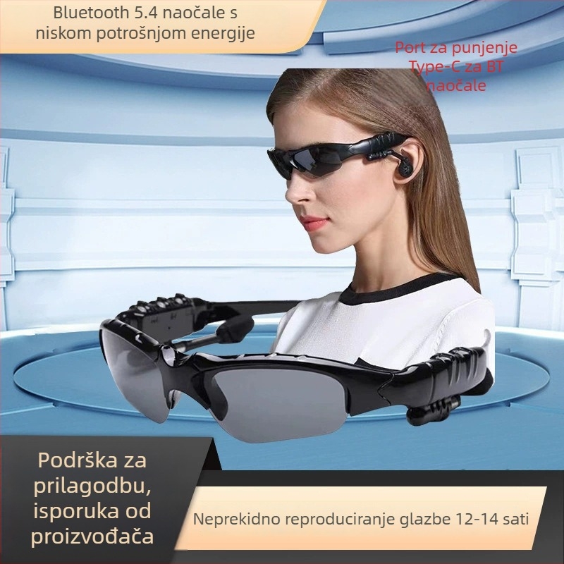 Bluetooth naočale s MP3 i polariziranim lećama, bežične sportske glazbene slušalice, na glavi, domet 10 m, Bluetooth 5.0, baterija 4–8 h