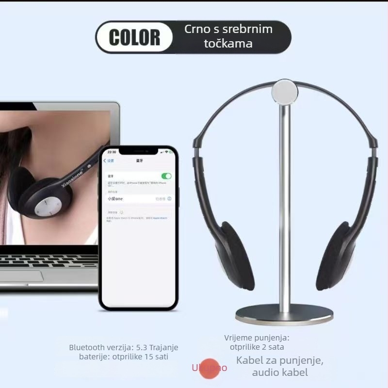 Bluetooth slušalice za glavu, sportski stil, stereo zvuk, Lavalier način, Huawei čip, trajanje baterije 0-4 sati, Bluetooth 1.1