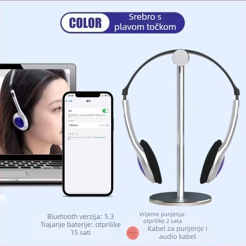 Bluetooth slušalice za glavu, sportski stil, stereo zvuk, Lavalier način, Huawei čip, trajanje baterije 0-4 sati, Bluetooth 1.1