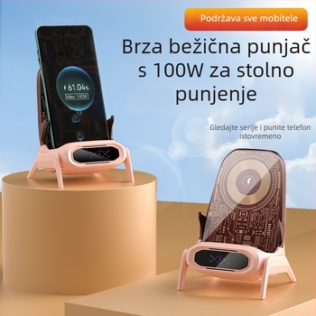 Bežični stolni punjač do 100W, QC 3.0, bez magnetskog punjenja, kompatibilan s stolnim držačima, automatsko prepoznavanje