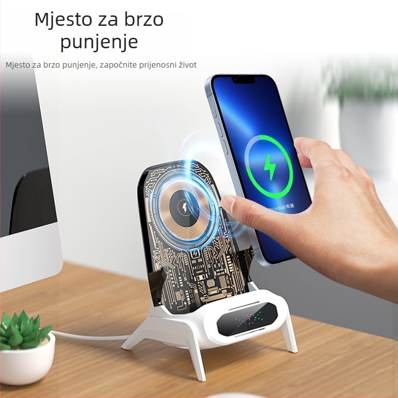 Bežični stolni punjač do 100W, QC 3.0, bez magnetskog punjenja, kompatibilan s stolnim držačima, automatsko prepoznavanje