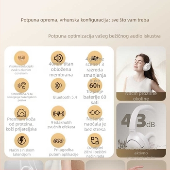 QCY H3 slušalice Bluetooth na glavi s ANC, pravi bežični za sport, domet 5 m, Bluetooth 5.0