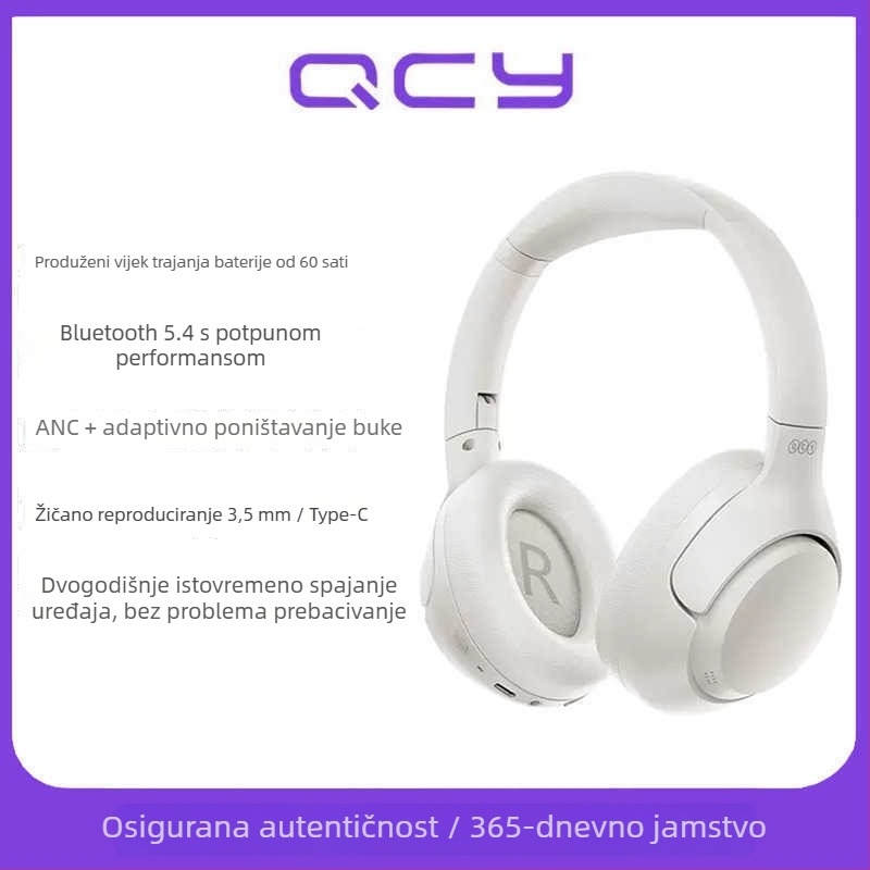 QCY H3 slušalice Bluetooth na glavi s ANC, pravi bežični za sport, domet 5 m, Bluetooth 5.0