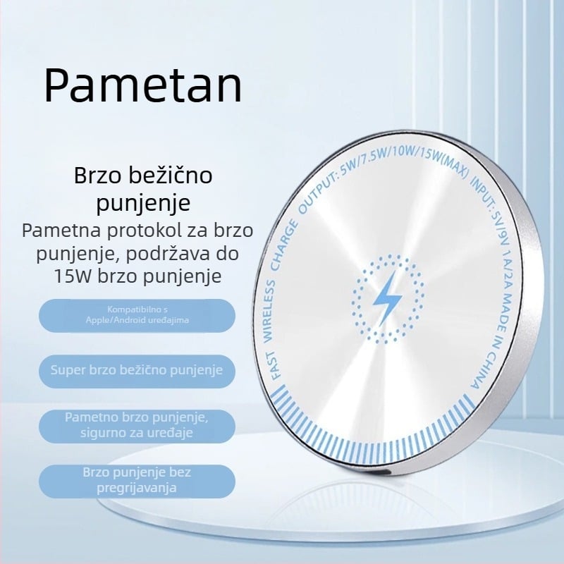 Bežični punjač 15W s QC 3.0, izlaz 2A, stoni držač s digitalnim zaslonom