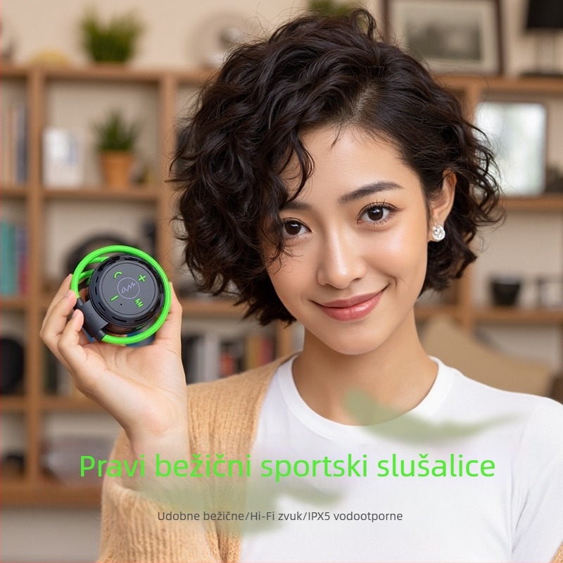 Bežične sportske Bluetooth slušalice s MP3 playerom, preko uha, IPX4, 8h trajanje baterije, Bluetooth 5.4, domet 10 m, stereo dual