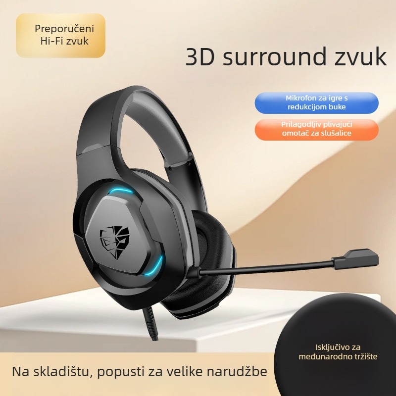 Gaming slušalice s mikrofonom, ENC uklanjanje šuma, žičane, 50 mm zvučnici, 2 m pleteni kabel, 3,5 mm džack, frekvencijski raspon 20–200000 Hz